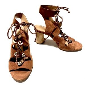 Rebecca Minkoff Brown Suede Leather Lace-Up Heels